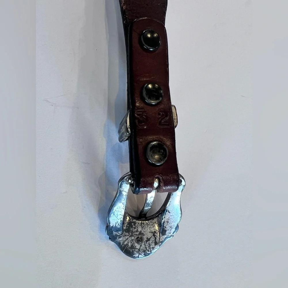 Southwestern Distressed from Age Brown Leather Belt Sz 32
